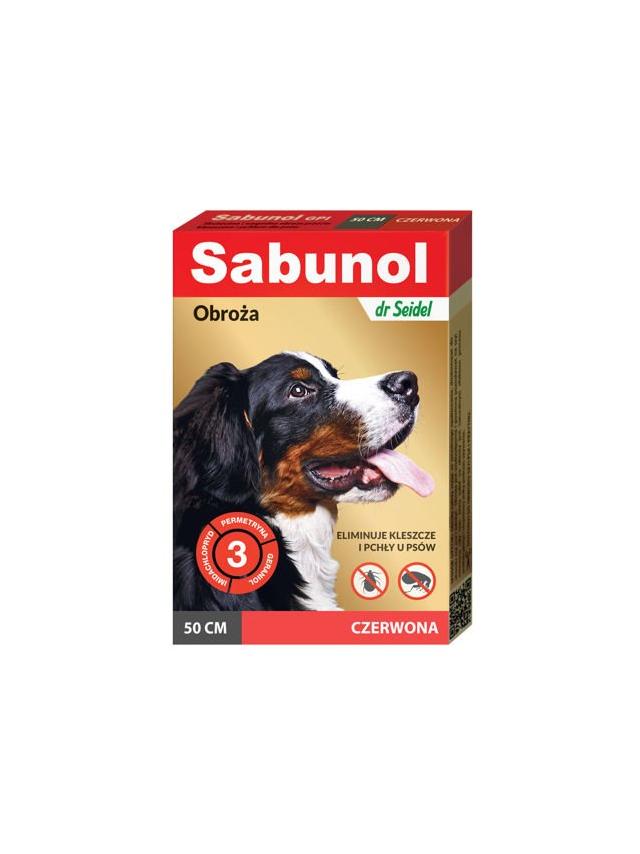 Sabunol czerwona obroża przeciw pchłom i kleszczom dla psa 50 cm