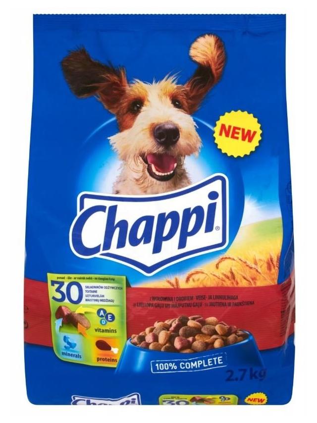 CHAPPI 2,7kg - sucha karma dla psów z wołowiną, drobiem i warzywami