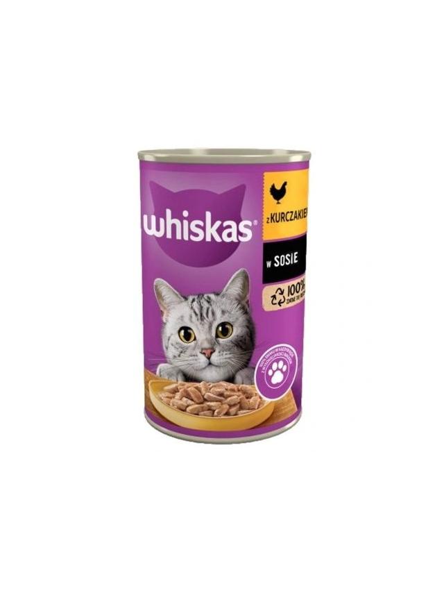 WHISKAS Adult puszka 400 g - mokra karma dla dorosłego kota, kawałki z kurczakiem w sosie