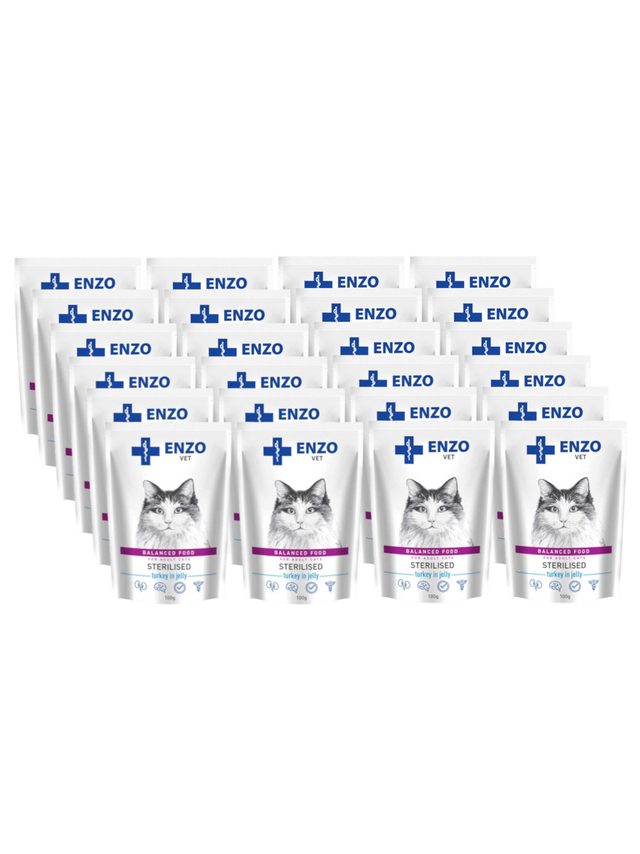 ENZO VET Sterilised dieta dla kotów sterylizowanych z indykiem w galaretce 24x100g
