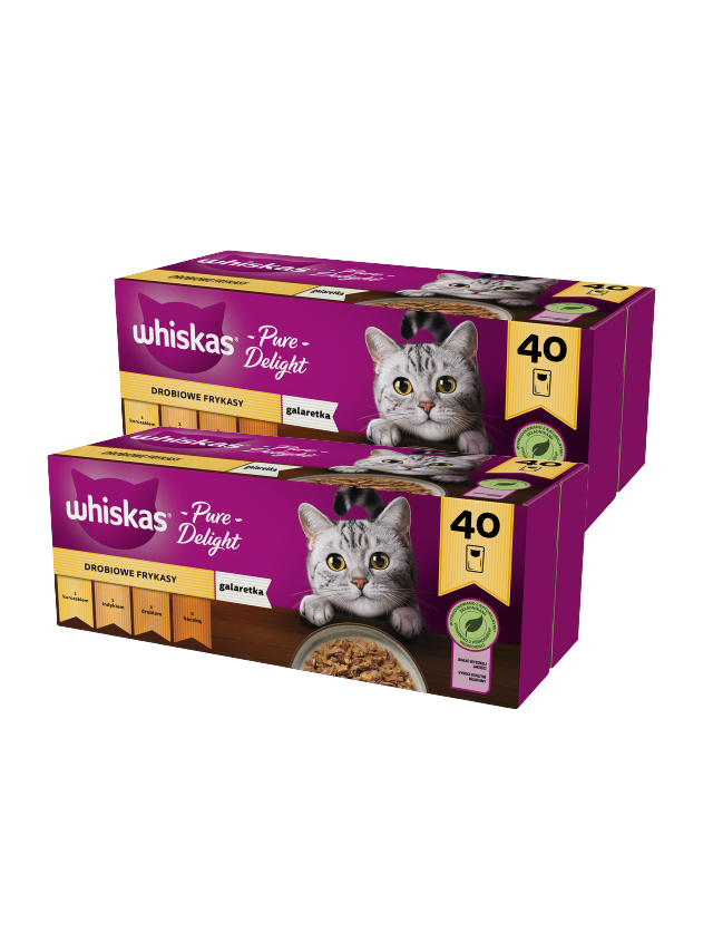 WHISKAS Adult saszetki 80 x 85 g Drobiowe Frykasy - mokra karma dla dorosłego kota, w galaretce (kawałki z: kurczakiem, indykiem, drobiem, kaczką)