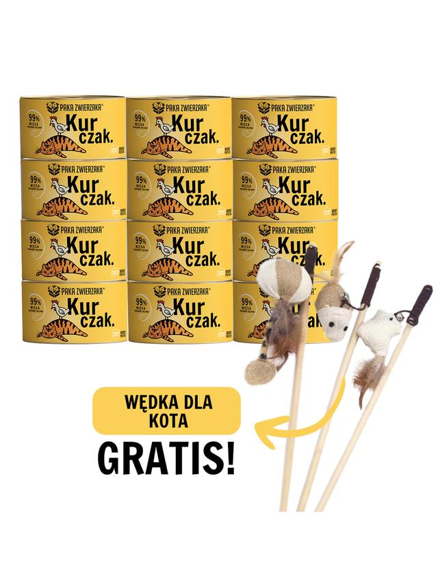 Paka Zwierzaka- karma mokra dla kota kurczak 12x200g+ WĘDKA DLA KOTA GRATIS !!!