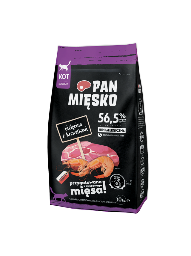 PAN MIĘSKO Cielęcina z krewetkami S 10kg dla kota