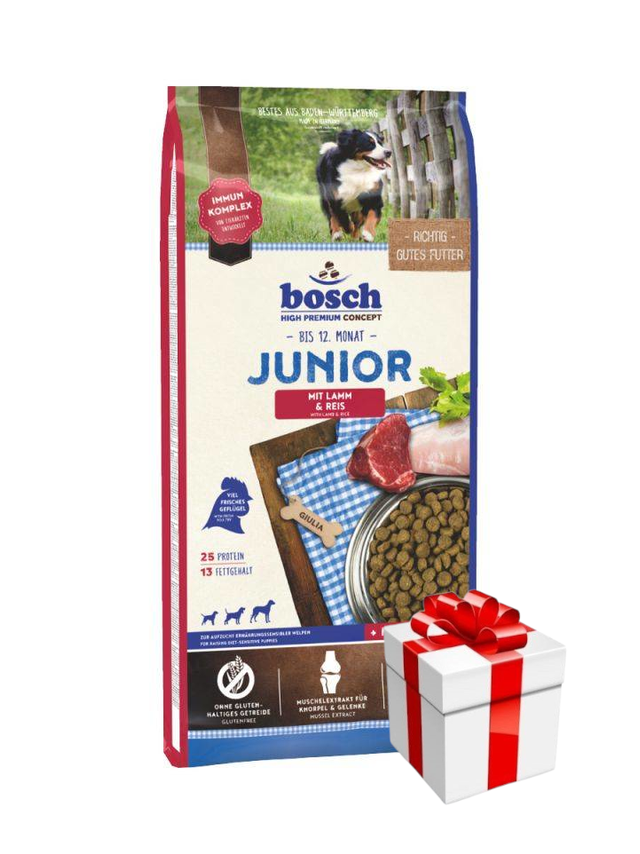 Bosch Junior Lamb & Rice, jagnięcina i ryż (nowa receptura) 15kg +Niespodzianka dla psa GRATIS
