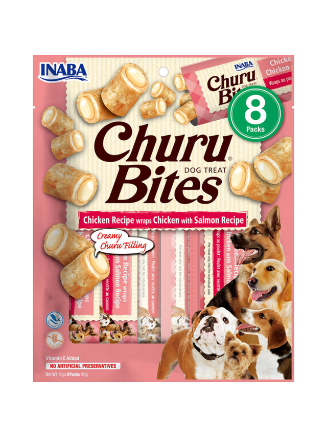 INABA  Churu Bites dla psa o smaku kurczaka i łososia 8x12g