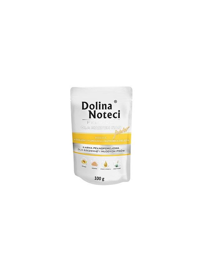 Dolina Noteci PREMIUM dla psów małych ras JUNIOR bogata w żołądki z kurczaka z wątróbką cielęcą saszetka 100g