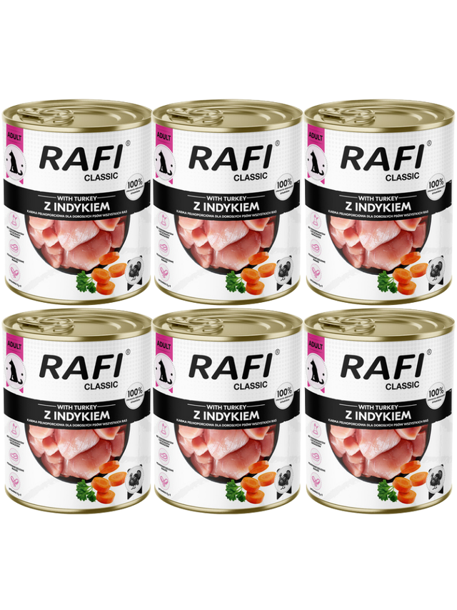 DOLINA NOTECI Mokra karma dla psa Rafi Classic z indykiem 6x800g