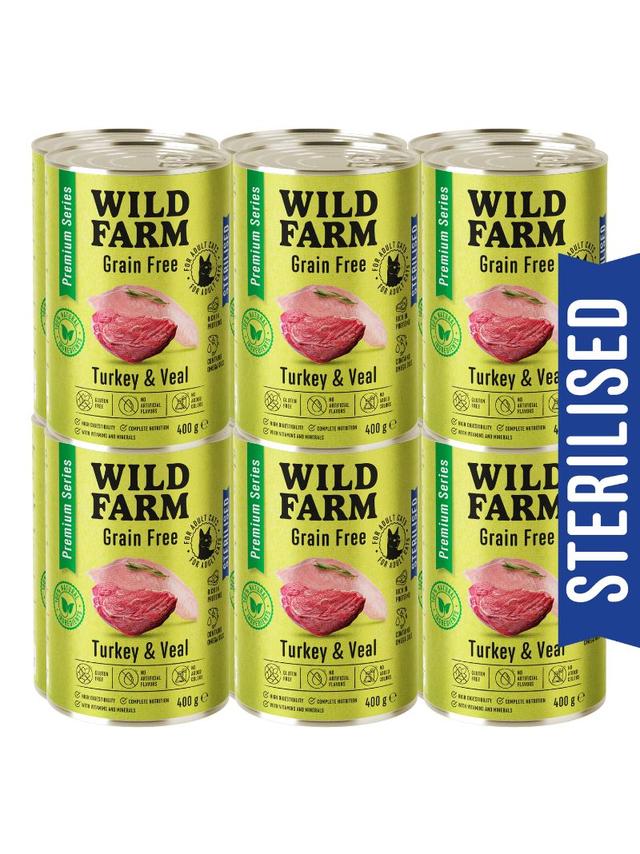 WILD FARM Premium Grain Free Turkey and Veal 12x400g  - bezzbożowa karma dla kota sterylizowanego