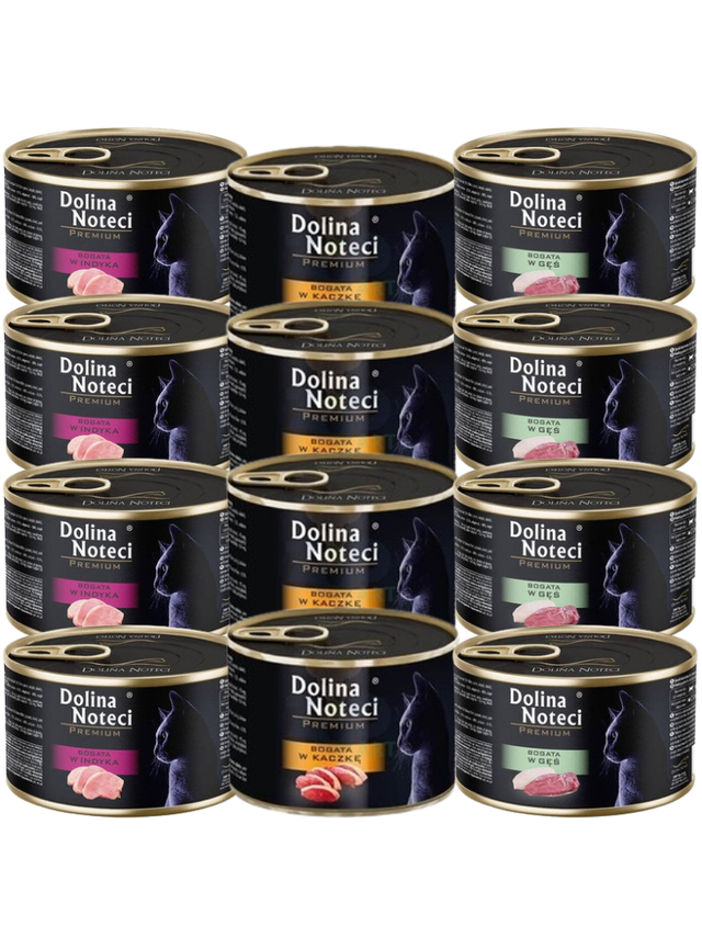Dolina Noteci Premium  dla kota MIX DROBIOWYCH SMAKÓW 12x185g
