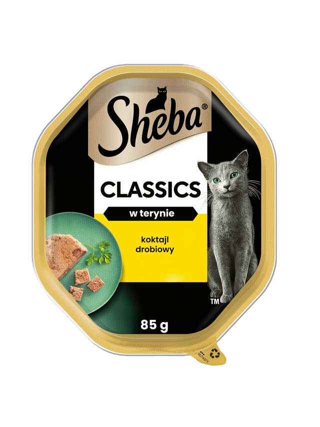 SHEBA Classics tacka 85 g – mokra karma pełnoporcjowa dla dorosłych kotów, koktajl drobiowy, w terynie