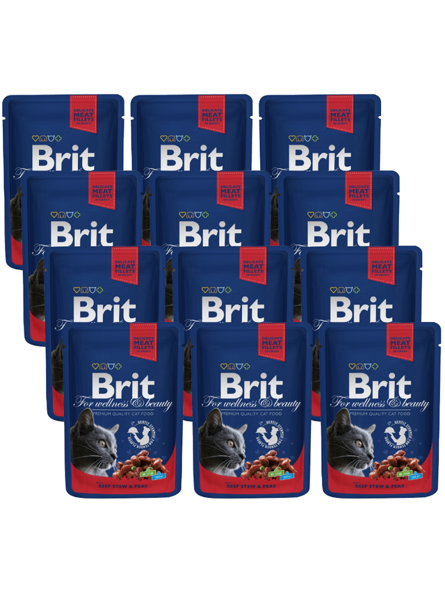 BRIT Cat WOŁOWINA i GROSZEK 12x100g