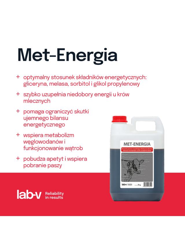 Lab-v Met-Energia - Mieszanka Paszowa Uzupełniająco-Dietetyczna Dla Krów Mlecznych Zmniejszająca Ryzyko Wystąpienia Ketozy 5kg
