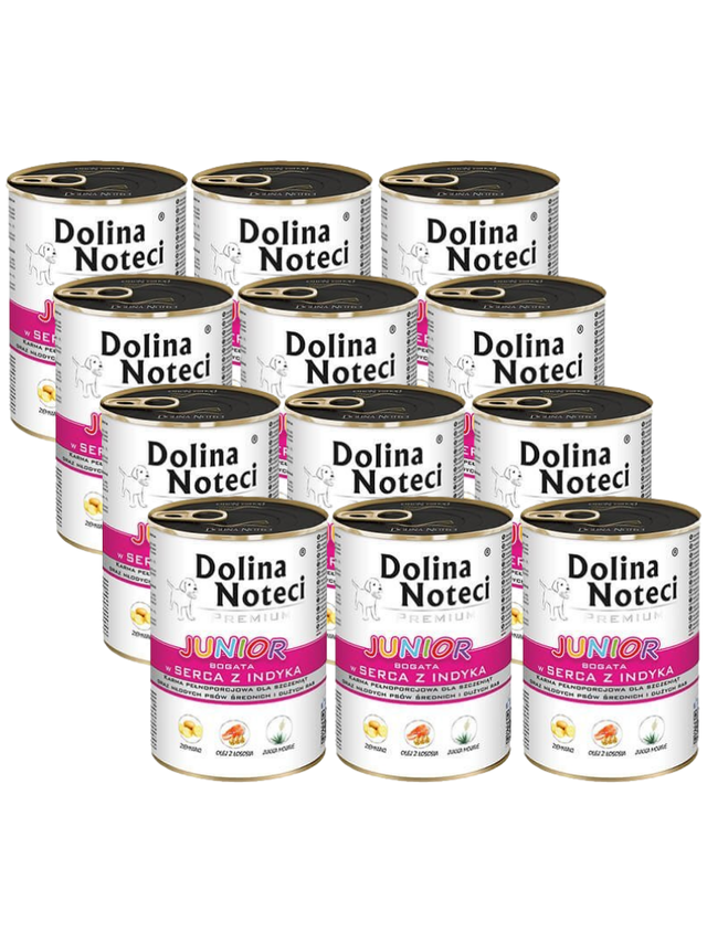 DOLINA NOTECI PREMIUM Junior bogata w serca indyka 12x400g