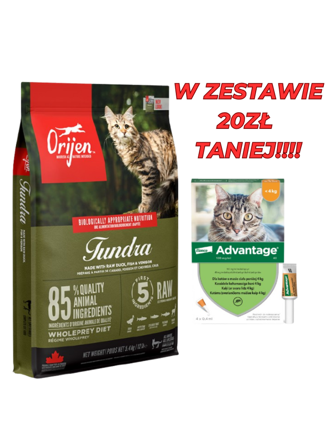 ORIJEN Tundra Cat 5,4kg + Advantage - dla kotów (0,4mlx4) *roztwór* blister