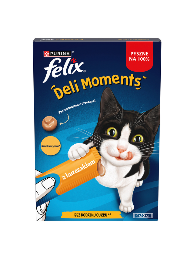 Felix Deli Moments Kremowe przekąski dla kotów z kurczakiem 4x10g