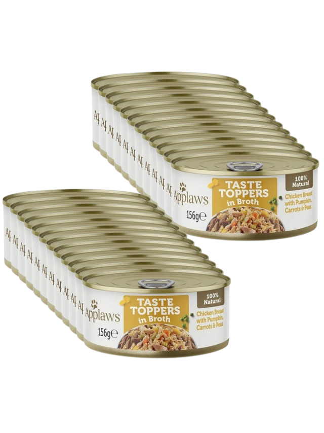 Applaws Taste Toppers Naturalna Mokra Karma dla Psów Kurczak Z Dynią Marchewką I Groszkiem W Bulionie 24x156g Puszka