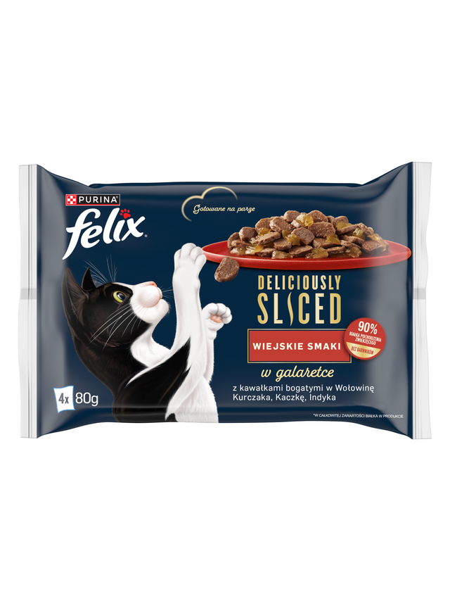 FELIX Deliciously Sliced Wiejskie Smaki Mokra karma dla kota 4x80g