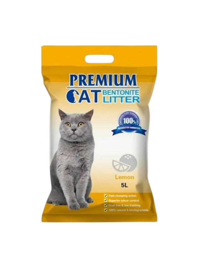 Premium Cat Żwirek Bentonitowy Zbrylający - Cytrynowy dla kota 5L