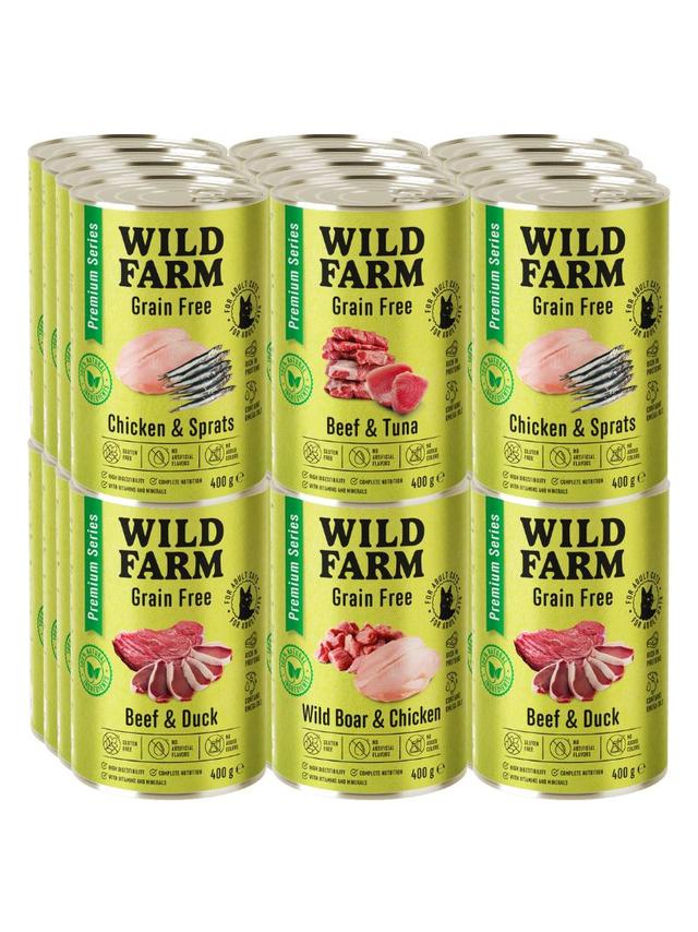 WILD FARM Premium Grain Free Mix smaków 24x400g - bezzbożowa karma dla kota