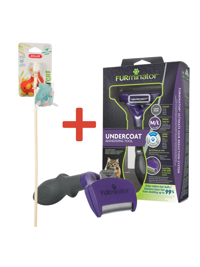 FURMINATOR dla kotów długowłosych Large + Zabawka dla kota GRATIS!