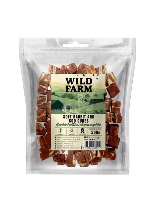 WILD FARM kostki z królika i dorsza miękkie 500g przysmak dla psa