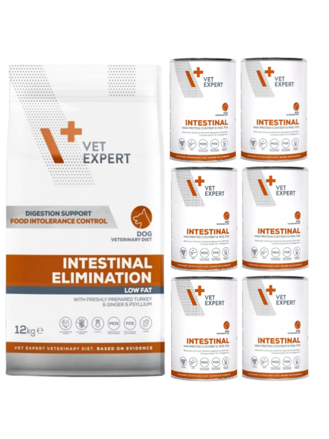 VETEXPERT Dog Intestinal Elimination 12kg + Intestinal 6x400g