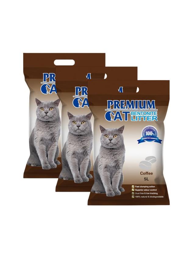 Premium Cat Żwirek Bentonitowy Zbrylający - Kawowy dla kota 3x5L