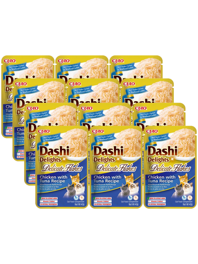 INABA Dashi Delights Delicate Flakes Chicken with Tuna Recipe 12x40g