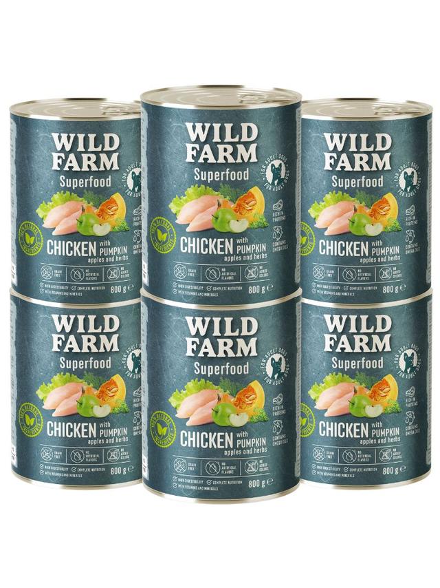 WILD FARM Superfood Chicken (Kurczak z dynią, jabłkiem i ziołami) 6x800g bezzbożowa karma dla psa