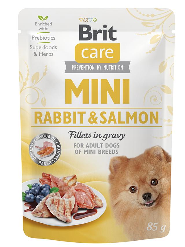 Brit Care Mini Rabbit & Salmon fillets in gravy 85g
