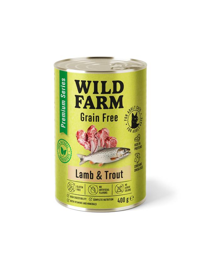 WILD FARM Premium Grain Free Lamb and Trout 400g  - bezzbożowa karma dla kota