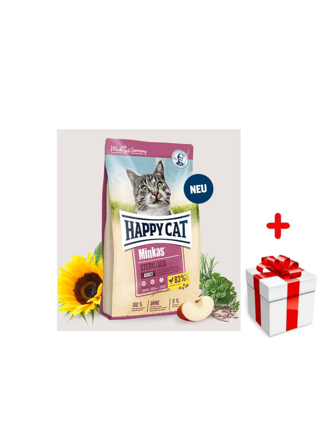 HAPPY CAT Minkas Sterilised Geflügel (drób) 10kg + niespodzianka dla kota GRATIS!