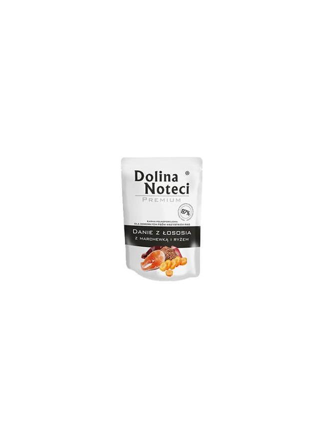 DOLINA NOTECI Danie z łososia z marchewką i ryżem 300g-karma mokra dla psa