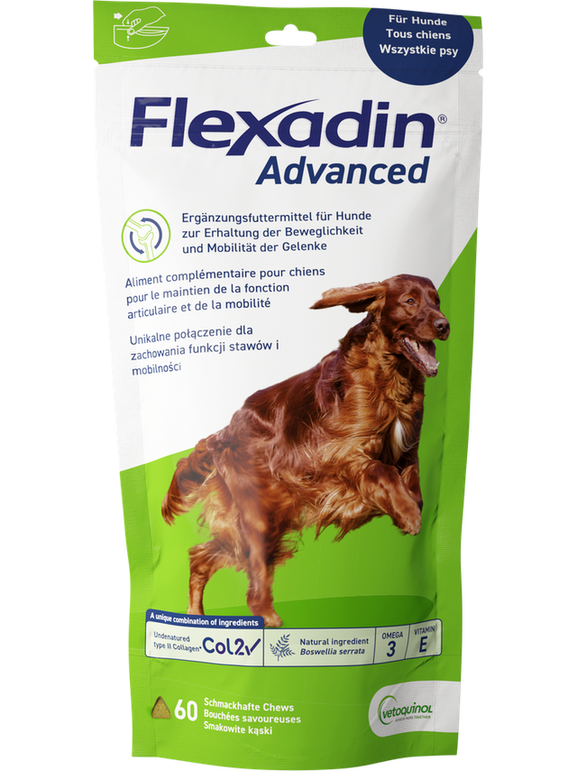 VETOQUINOL Flexadin Advanced Dietetyczna Karma Uzupełniająca Dla Psów  180g (60 kąsków)