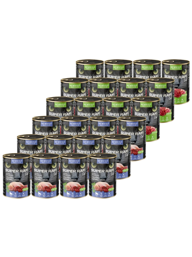DOLINA NOTECI Super Rafi Cat P&F Mix Smaków 24x400g