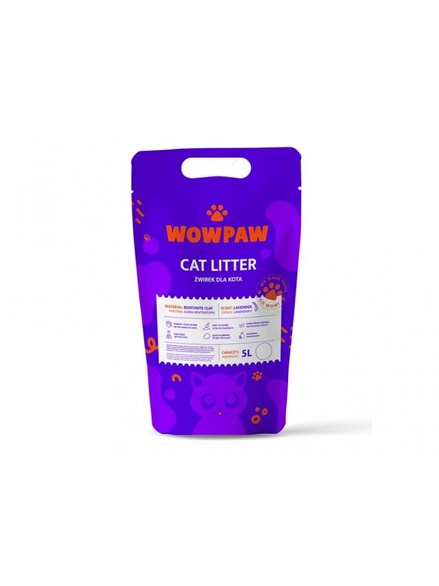 WOW PAW Żwirek Bentonitowy - Lawendowy dla kota 5L