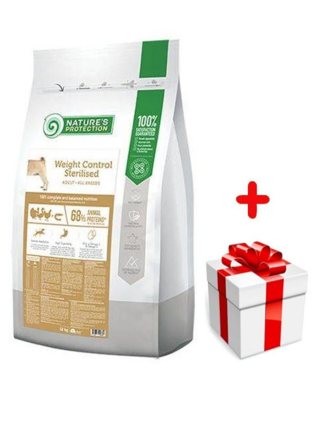NATURES PROTECTION Weight Control Sterilised Poultry with Krill Adult All Breeds 12kg + niespodzianka dla psa GRATIS!