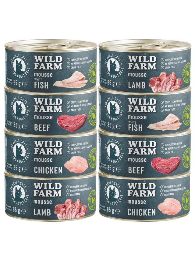 WILD FARM Mousse Mix smaków 8x85g - bezzbożowy mus dla kota
