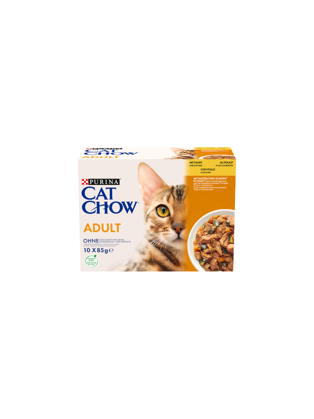 PURINA Cat Chow Adult Karma dla kotów z kurczakiem i cukinią w galaretce 10x85 g