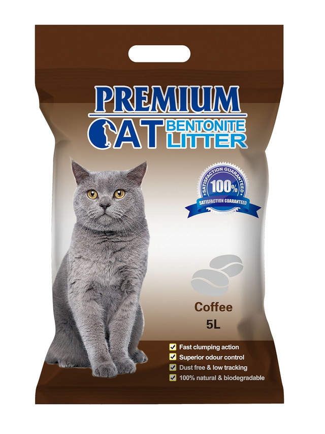 Premium Cat Żwirek Bentonitowy Zbrylający - Kawowy dla kota 5L