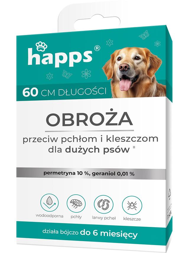 HAPPS - obroża przeciw pchłom i kleszczom dla dużych psów 60cm