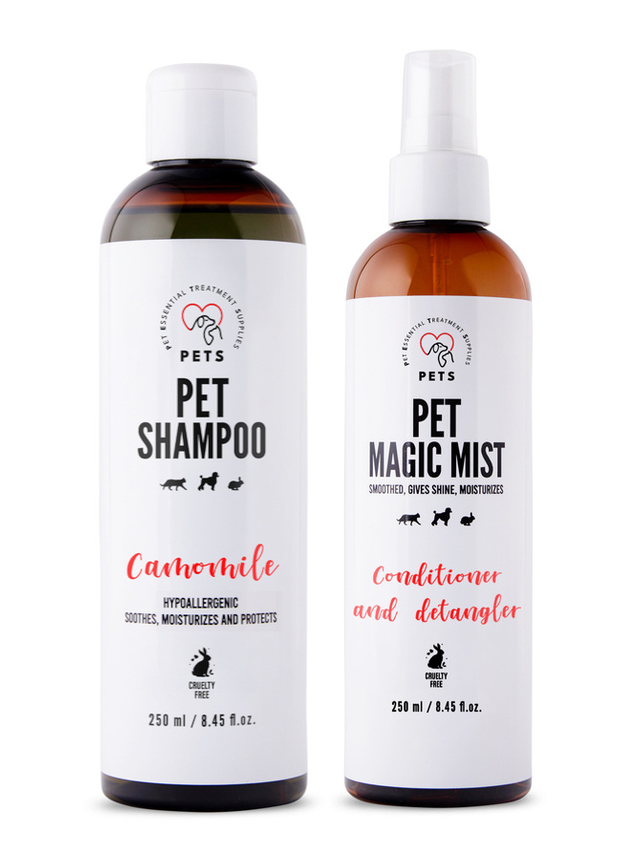 PET Shampoo Camomile_Szampon Rumiankowy 250ml Hypoallergenic + Pet Magic Mist - Magiczna Mgiełka do Sierści 250ml Łatwe rozczesywanie i odżywiona sierść