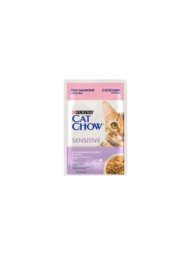 CAT CHOW Sensitive Karma dla kotów z łososiem i cukinią w sosie 85g