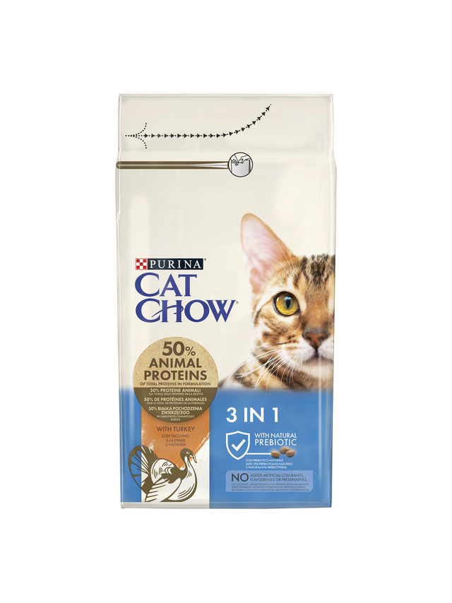PURINA Cat Chow 3in1 Karma bogata w indyka 1,5kg