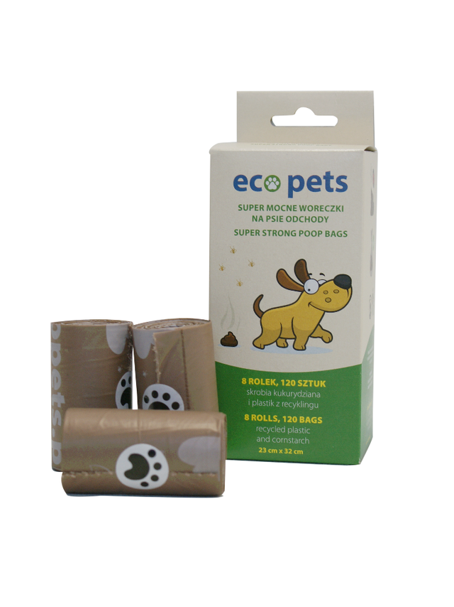 Eco Pets Ekologiczne worki na odchody 120 szt ( 8x15 szt )