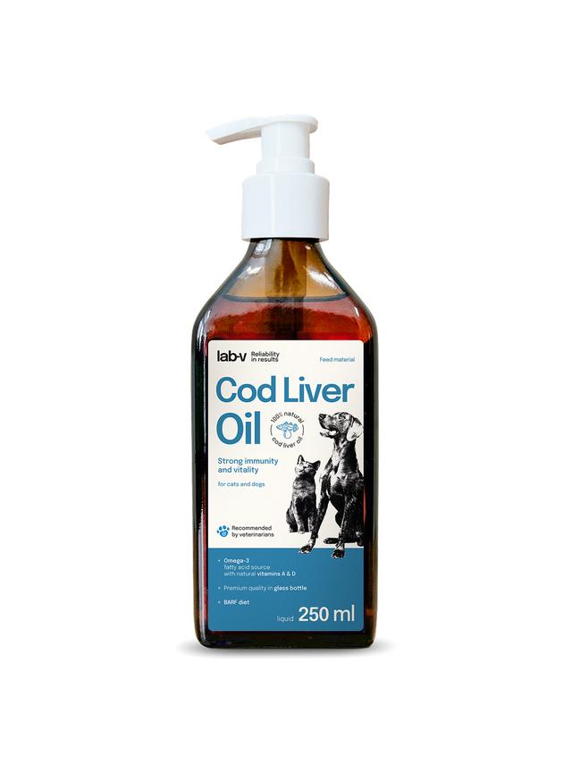 Lab-v Cod Liver Oil – Olej z wątroby dorsza 100% dla psa i kota 250ml