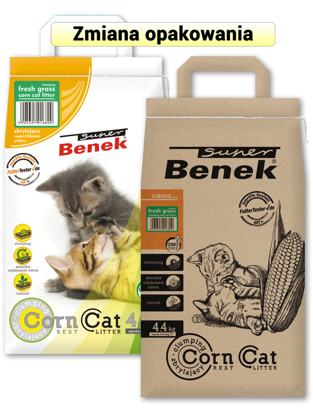 SUPER BENEK Żwirek Corn Kukurydziany o zapachu: Świeża Trawa  7L