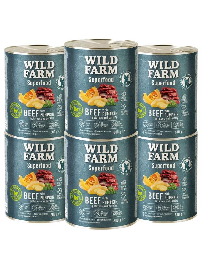 WILD FARM Superfood Beef (Wołowina z dynią, ziemniakami i natką pietruszki) 6x800g bezzbożowa karma dla psa