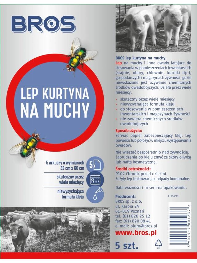 BROS Lep kurtyna na muchy 5szt.