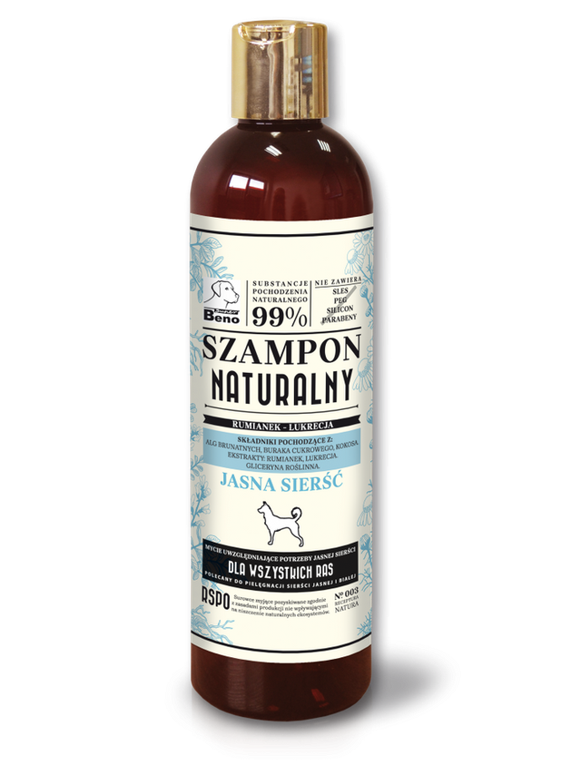 SUPER BENO Szampon naturalny dla psa jasna sierść 300ml